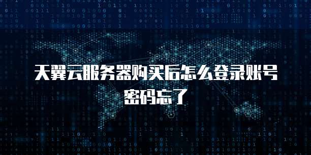 天翼云服务器购买后怎么登录账号密码忘了