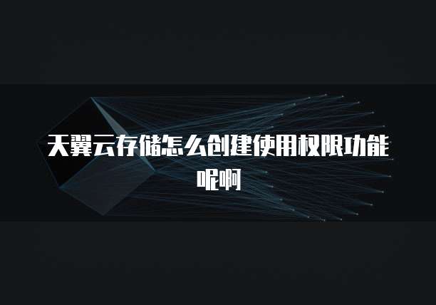 天翼云存储怎么创建使用权限功能呢啊