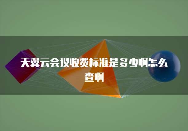 天翼云会议收费标准是多少啊怎么查啊