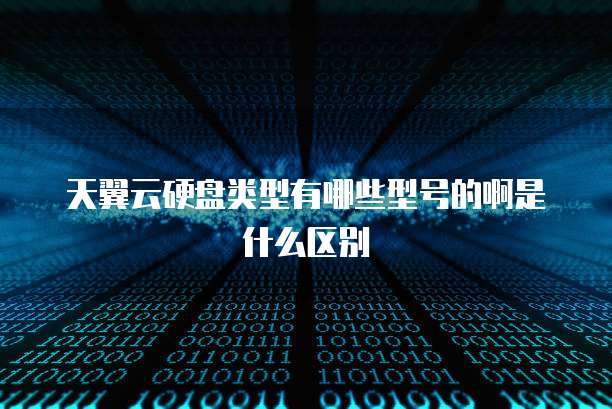 天翼云硬盘类型有哪些型号的啊是什么区别