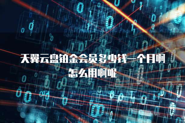 天翼云盘铂金会员多少钱一个月啊怎么用啊呢