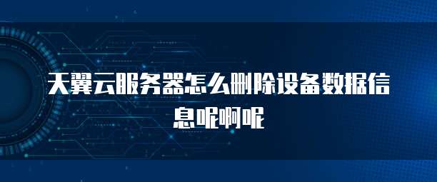 天翼云服务器怎么删除设备数据信息呢啊呢