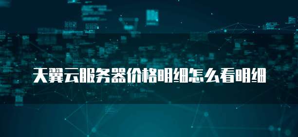 天翼云服务器价格明细怎么看明细