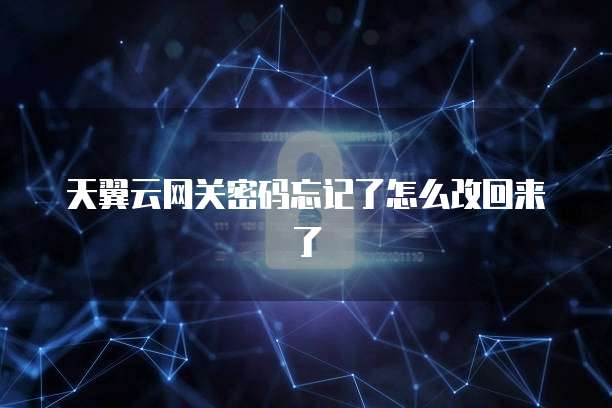 天翼云网关密码忘记了怎么改回来了