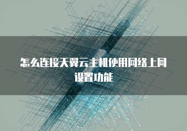 怎么连接天翼云主机使用网络上网设置功能