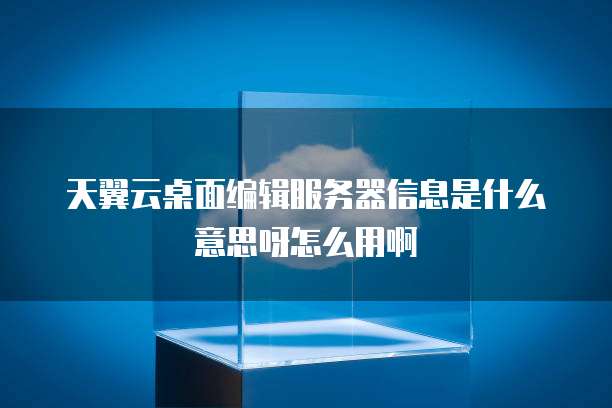 天翼云桌面编辑服务器信息是什么意思呀怎么用啊