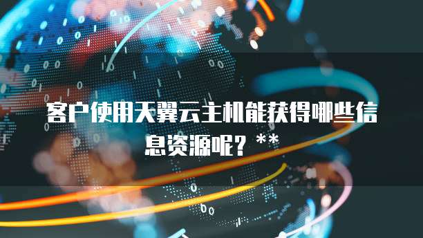 客户使用天翼云主机能获得哪些信息资源呢？**