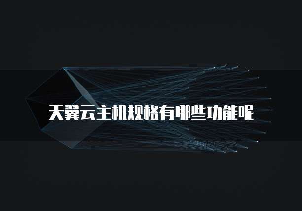 天翼云主机规格有哪些功能呢