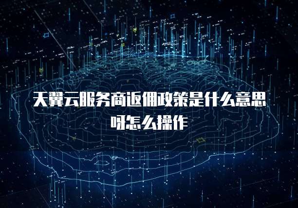 天翼云服务商返佣政策是什么意思呀怎么操作