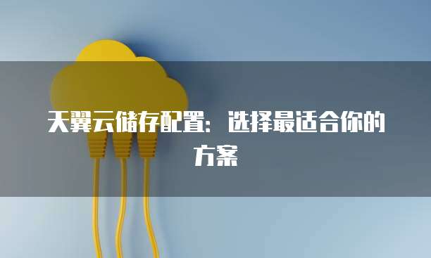 天翼云储存配置：选择最适合你的方案