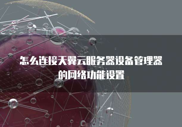 怎么连接天翼云服务器设备管理器的网络功能设置