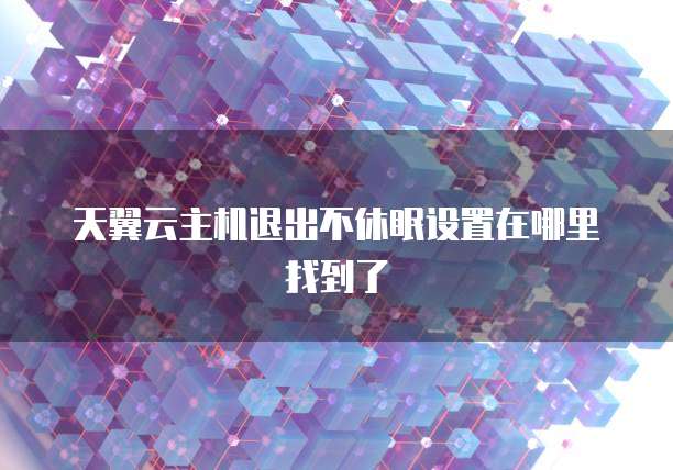天翼云主机退出不休眠设置在哪里找到了