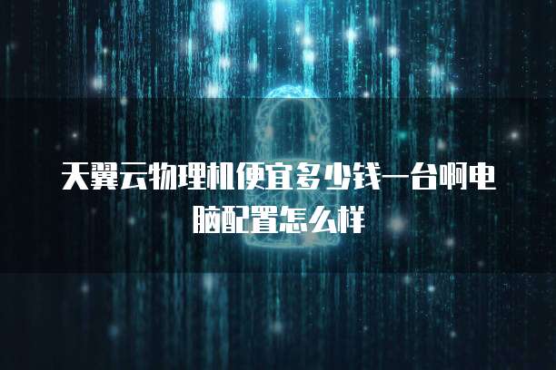 天翼云物理机便宜多少钱一台啊电脑配置怎么样