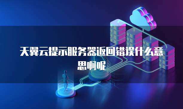 天翼云提示服务器返回错误什么意思啊呢
