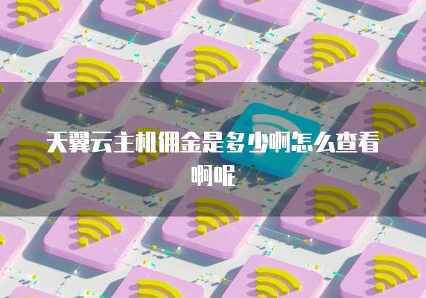 天翼云主机佣金是多少啊怎么查看啊呢