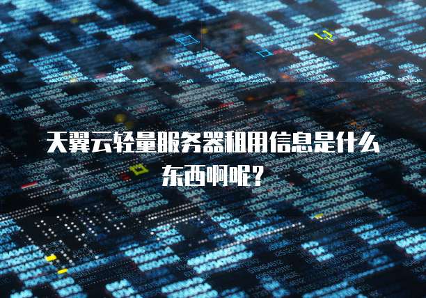 天翼云轻量服务器租用信息是什么东西啊呢?