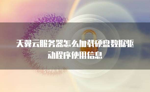 天翼云服务器怎么加载硬盘数据驱动程序使用信息