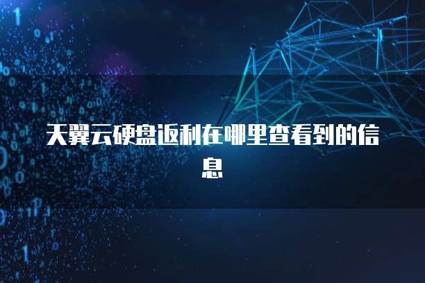 天翼云硬盘返利在哪里查看到的信息