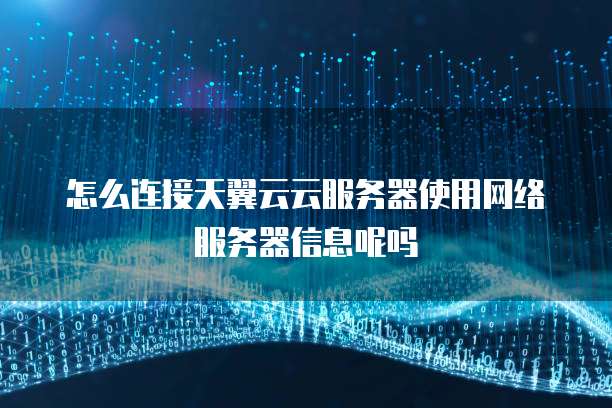 怎么连接天翼云云服务器使用网络服务器信息呢吗