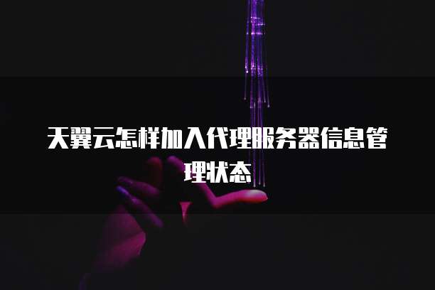 天翼云怎样加入代理服务器信息管理状态