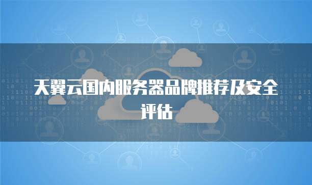 天翼云国内服务器品牌推荐及安全评估