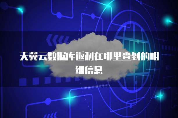 天翼云数据库返利在哪里查到的明细信息