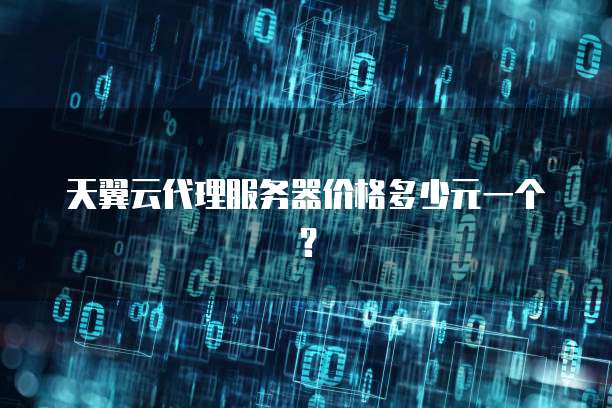 天翼云代理服务器价格多少元一个?