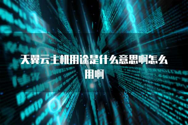 天翼云主机用途是什么意思啊怎么用啊