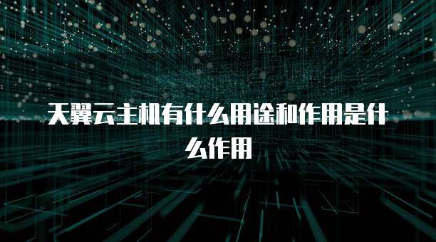天翼云主机有什么用途和作用是什么作用