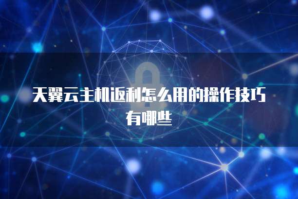 天翼云主机返利怎么用的操作技巧有哪些
