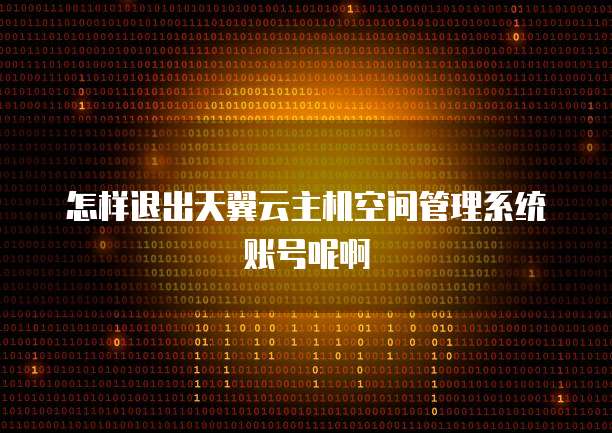 怎样退出天翼云主机空间管理系统账号呢啊
