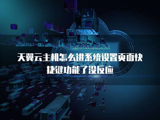 天翼云主机怎么进系统设置页面快捷键功能了没反应