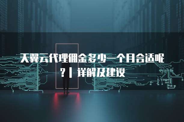 天翼云代理佣金多少一个月合适呢？| 详解及建议