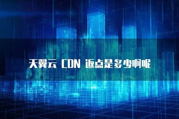天翼云 CDN 返点是多少啊呢