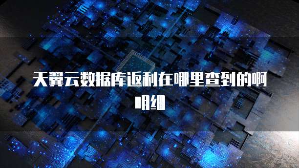 天翼云数据库返利在哪里查到的啊明细