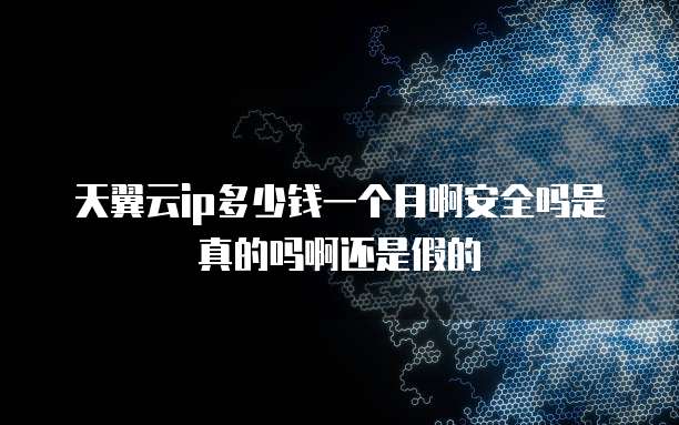 天翼云ip多少钱一个月啊安全吗是真的吗啊还是假的