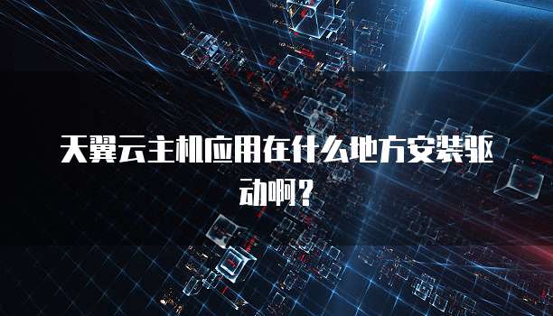 天翼云主机应用在什么地方安装驱动啊?