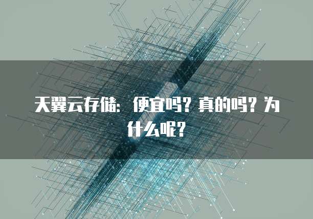 天翼云存储：便宜吗？真的吗？为什么呢？