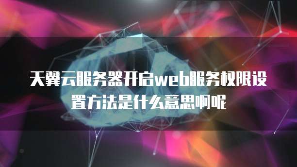 天翼云服务器开启web服务权限设置方法是什么意思啊呢