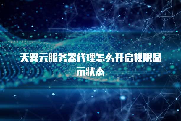 天翼云服务器代理怎么开启权限显示状态