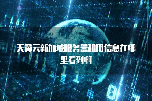 天翼云新加坡服务器租用信息在哪里看到啊