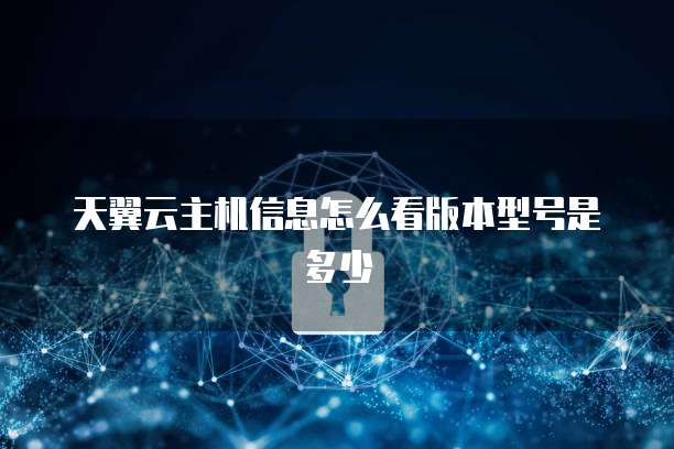 天翼云主机信息怎么看版本型号是多少