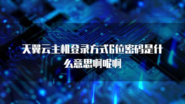 天翼云主机登录方式6位密码是什么意思啊呢啊