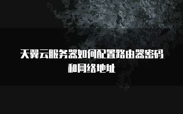 天翼云服务器如何配置路由器密码和网络地址
