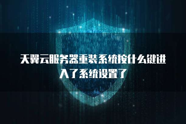 天翼云服务器重装系统按什么键进入了系统设置了