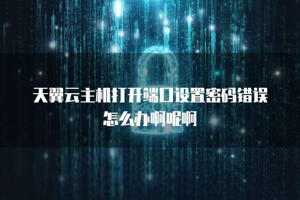 天翼云主机打开端口设置密码错误怎么办啊呢啊