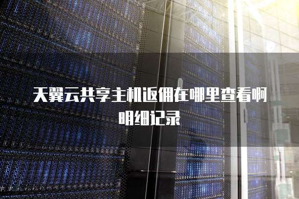 天翼云共享主机返佣在哪里查看啊明细记录