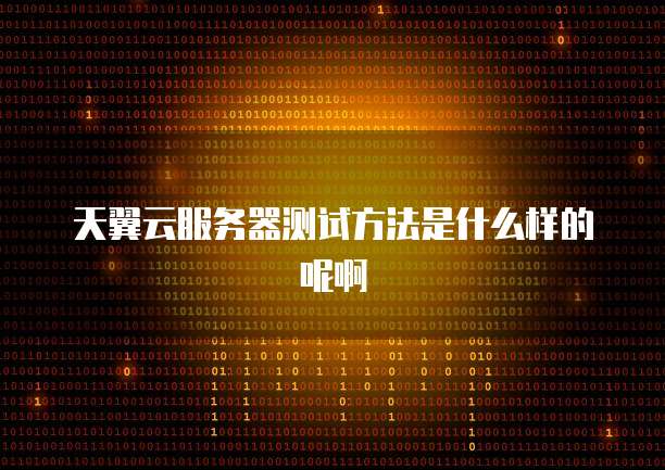 天翼云服务器测试方法是什么样的呢啊