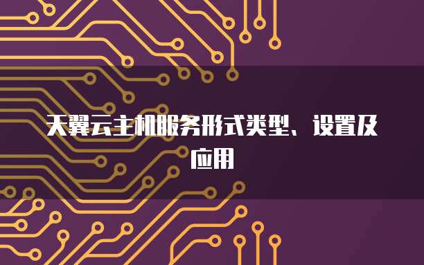 天翼云主机服务形式类型、设置及应用