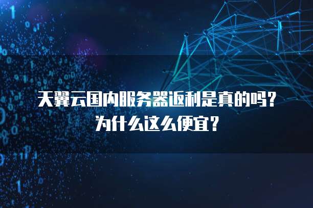 天翼云国内服务器返利是真的吗?为什么这么便宜?